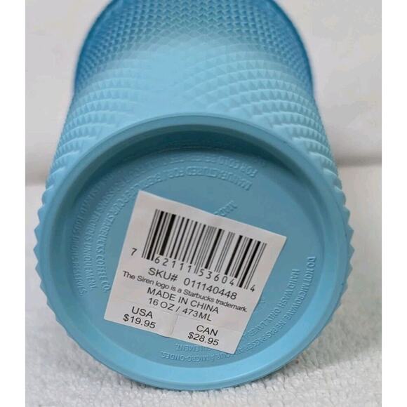 NEW Starbucks 2023 Glacier Blue Ombre GRADIENT Studded Tumbler Cold Cup 16 oz - Picture 4 of 5